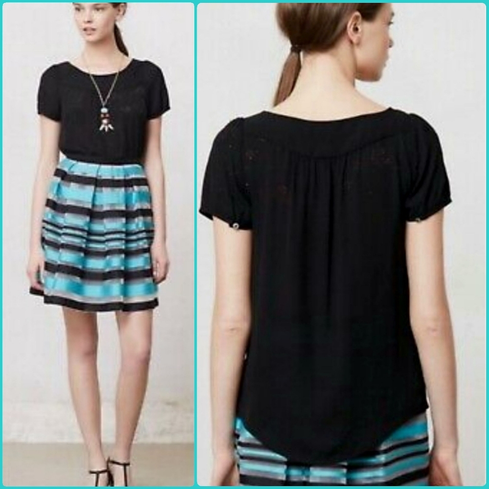 3 For $30😃 Anthropologie Vanessa Virginia Black Cutout Peasant Top